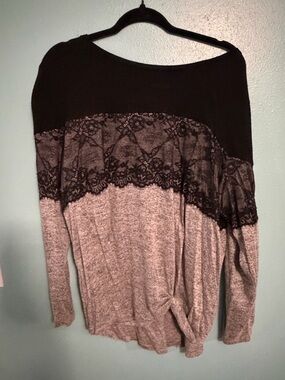Maurices Black Lace Accent Scoop Neck Top